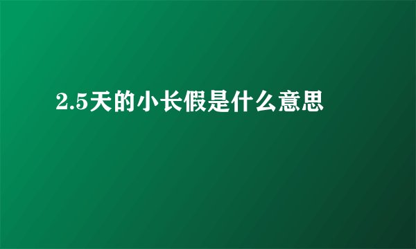 2.5天的小长假是什么意思