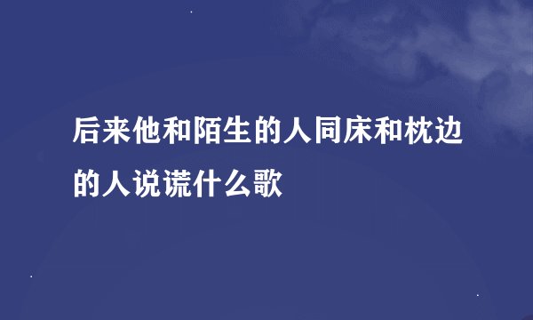 后来他和陌生的人同床和枕边的人说谎什么歌