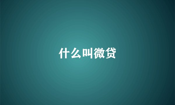 什么叫微贷