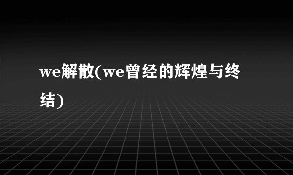 we解散(we曾经的辉煌与终结)