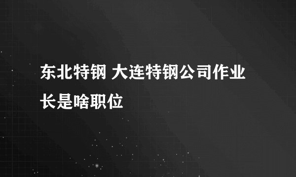 东北特钢 大连特钢公司作业长是啥职位