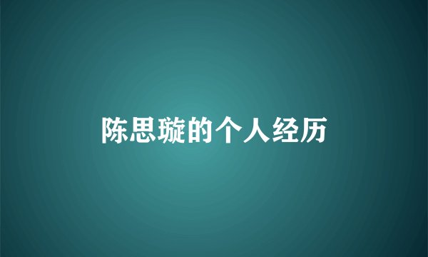 陈思璇的个人经历