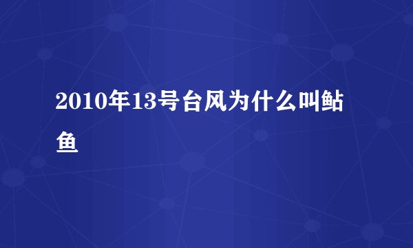 2010年13号台风为什么叫鲇鱼