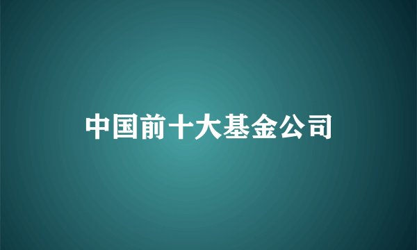中国前十大基金公司