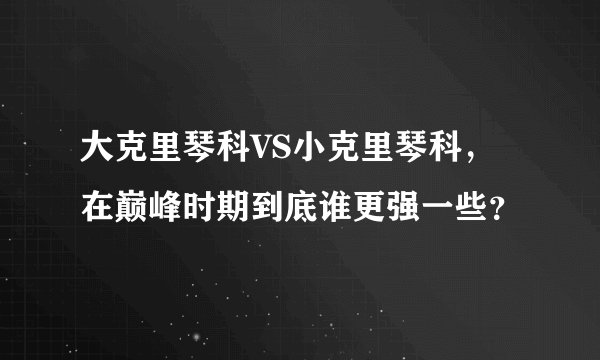 大克里琴科VS小克里琴科，在巅峰时期到底谁更强一些？