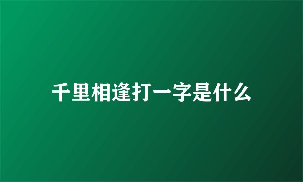 千里相逢打一字是什么