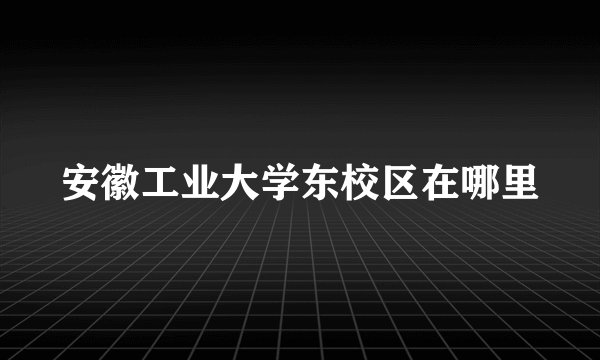 安徽工业大学东校区在哪里