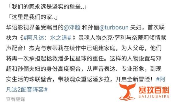 《阿凡达2》官宣配音阵容，孙俪邓超出场惹争议，网友吐槽不专业