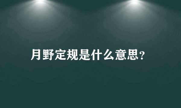 月野定规是什么意思？