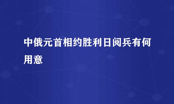 中俄元首相约胜利日阅兵有何用意