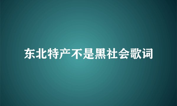 东北特产不是黑社会歌词