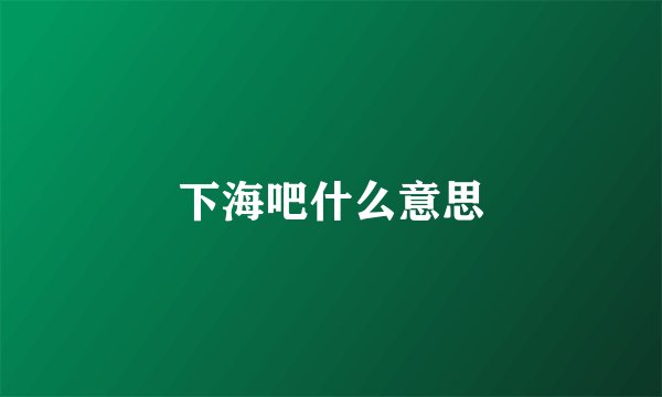 下海吧什么意思