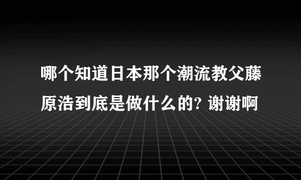 哪个知道日本那个潮流教父藤原浩到底是做什么的? 谢谢啊