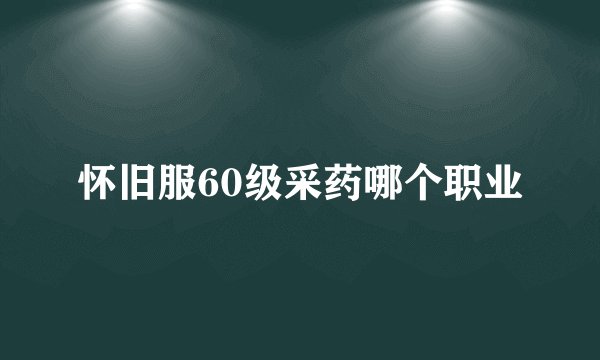 怀旧服60级采药哪个职业