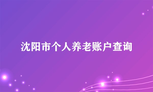 沈阳市个人养老账户查询