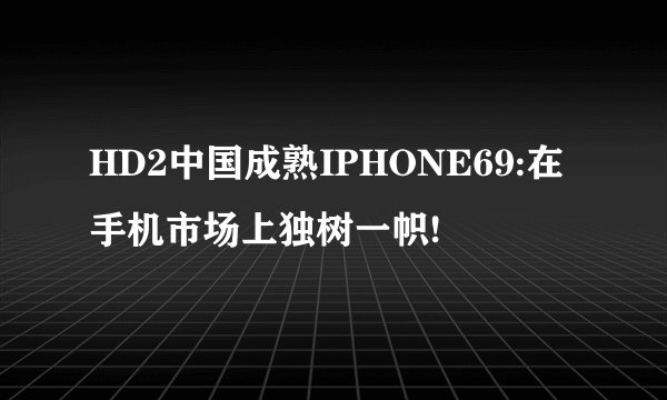 HD2中国成熟IPHONE69:在手机市场上独树一帜!