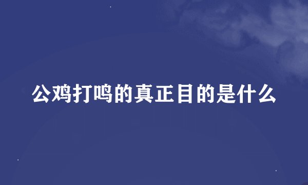 公鸡打鸣的真正目的是什么