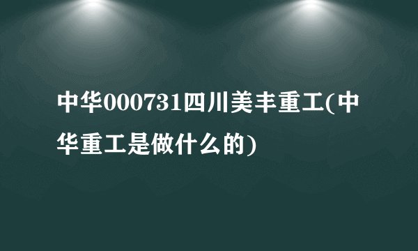 中华000731四川美丰重工(中华重工是做什么的)