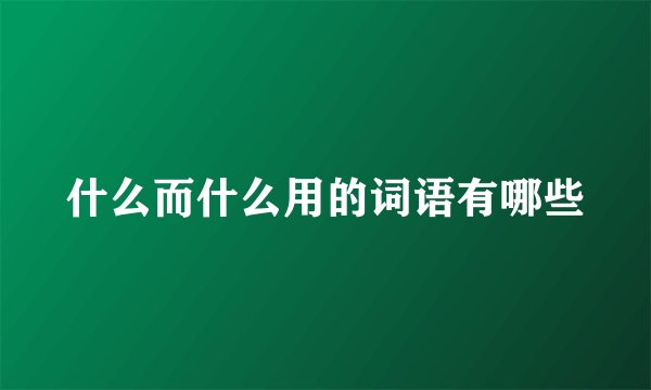 什么而什么用的词语有哪些