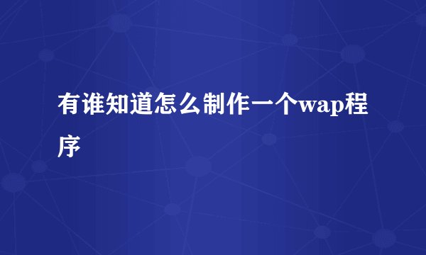 有谁知道怎么制作一个wap程序