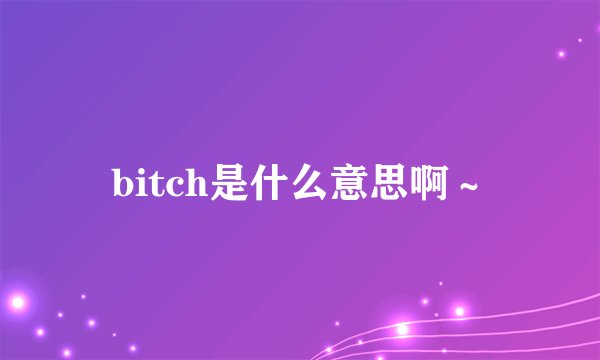 bitch是什么意思啊～