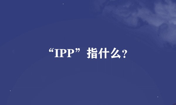 “IPP”指什么？