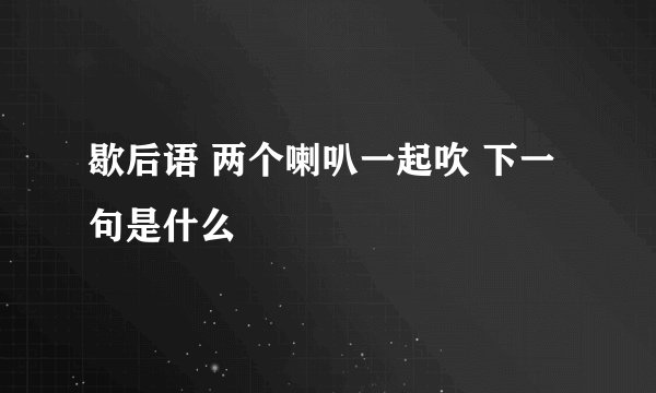 歇后语 两个喇叭一起吹 下一句是什么