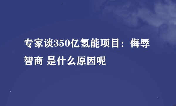 专家谈350亿氢能项目：侮辱智商 是什么原因呢
