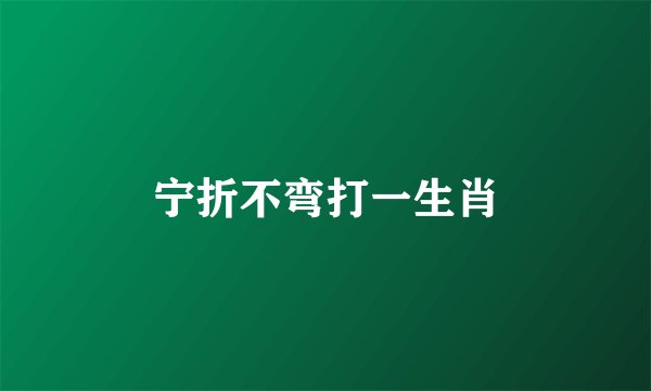 宁折不弯打一生肖