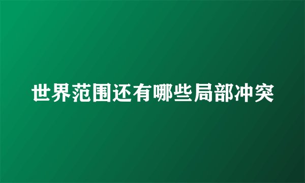 世界范围还有哪些局部冲突