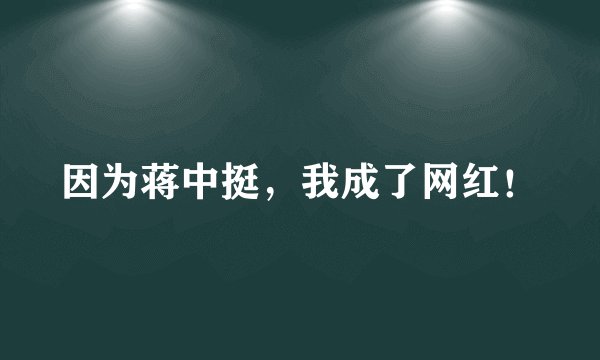 因为蒋中挺，我成了网红！