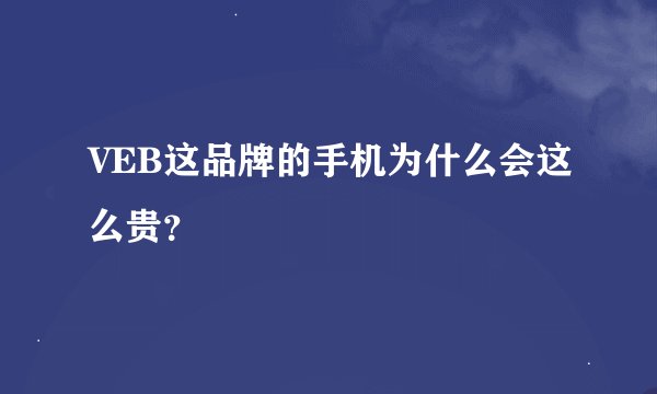 VEB这品牌的手机为什么会这么贵？