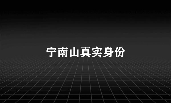 宁南山真实身份