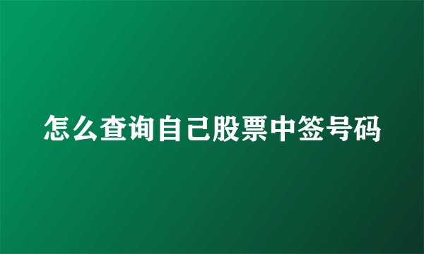 怎么查询自己股票中签号码