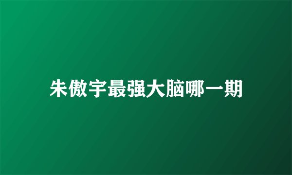 朱傲宇最强大脑哪一期