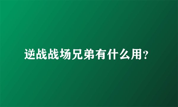 逆战战场兄弟有什么用？
