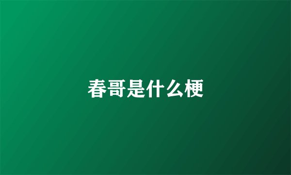 春哥是什么梗