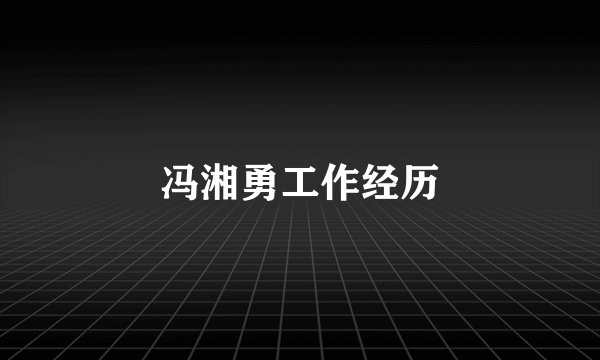 冯湘勇工作经历