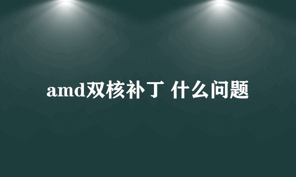 amd双核补丁 什么问题