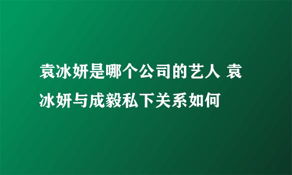 袁冰妍是哪个公司的艺人 袁冰妍与成毅私下关系如何