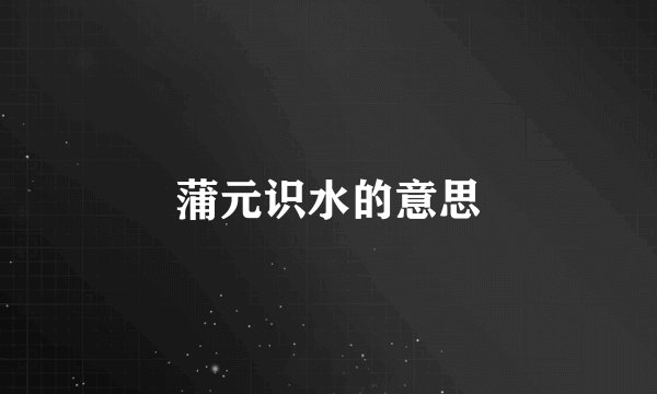 蒲元识水的意思