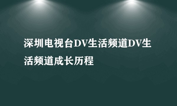 深圳电视台DV生活频道DV生活频道成长历程