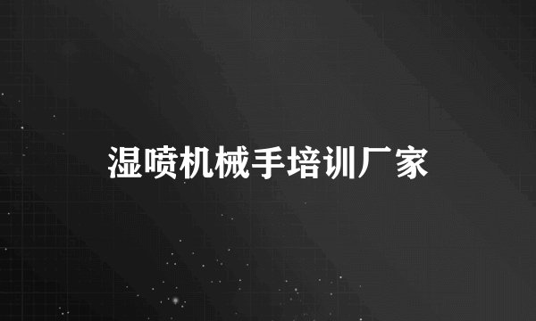 湿喷机械手培训厂家