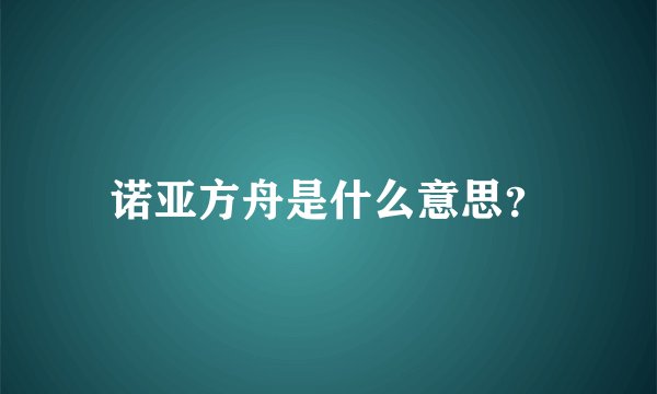 诺亚方舟是什么意思？