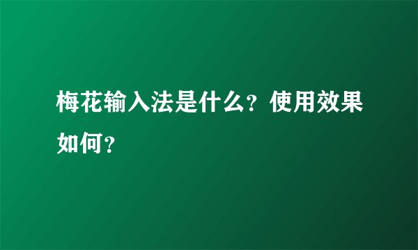 梅花输入法是什么？使用效果如何？