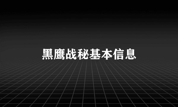 黑鹰战秘基本信息