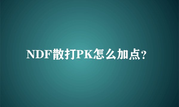 NDF散打PK怎么加点？