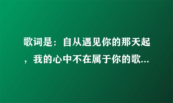 歌词是：自从遇见你的那天起，我的心中不在属于你的歌名叫什么