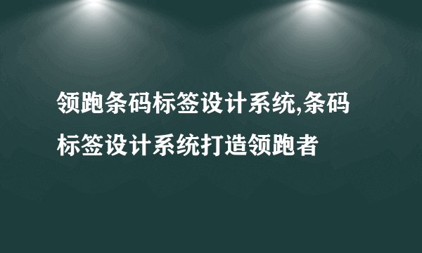 领跑条码标签设计系统,条码标签设计系统打造领跑者