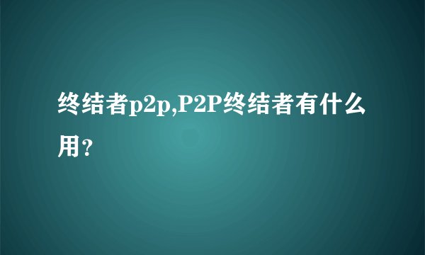 终结者p2p,P2P终结者有什么用？